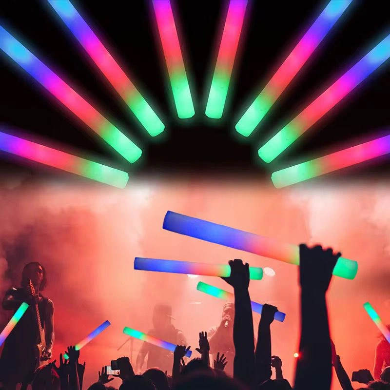 Led Işıklı ( 6 Adet ) 3 Modlu Kauçuk Işıklı Sünger Parti Çubuk Sopa - 46 Cm