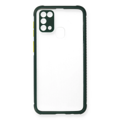 Samsung Galaxy M31 Kılıf Miami Şeffaf Silikon - Koyu Yeşil