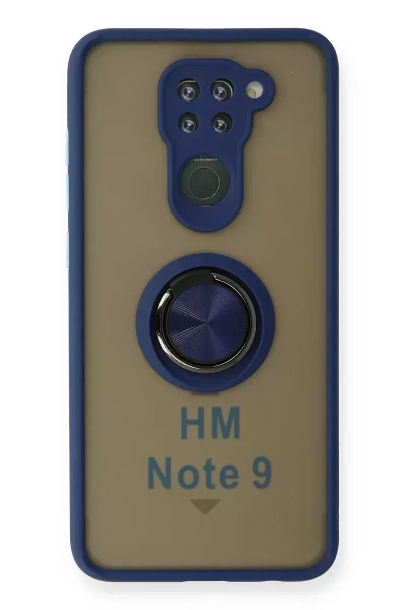 Newface Xiaomi Redmi Note 9 Kılıf Montreal Yüzüklü Silikon Kapak - Lacivert