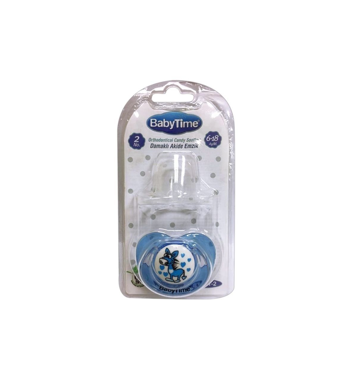 BabyTime BT141 Silikon Damaklı Desenli Emzik No 2 - Mavi