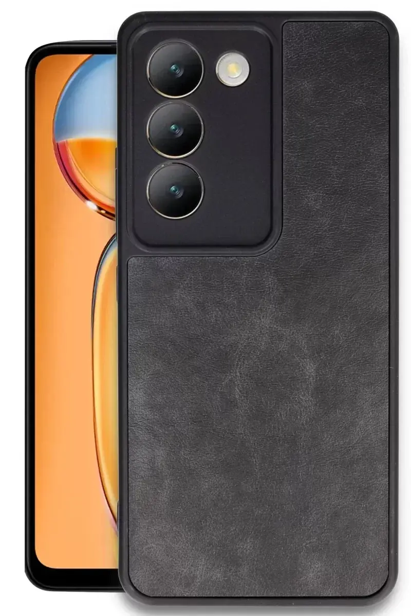 Newface Vivo V30 Lite 4g Kılıf Aras Deri Kapak - Siyah