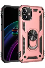 Newface İphone 12 Kılıf Sofya Yüzüklü Silikon Kapak - Rose