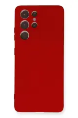 Newface Samsung Galaxy S21 Ultra Kılıf Nano İçi Kadife Silikon - Kırmızı