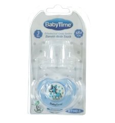 BabyTime BT142 Silikon Damaklı Desenli Emzik No 3 - Mavi