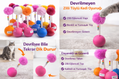 Dev Hacıyatmaz Kedi Oyuncağı XXL 33 CM Tüylü Zilli Oyuncak 1 Adet