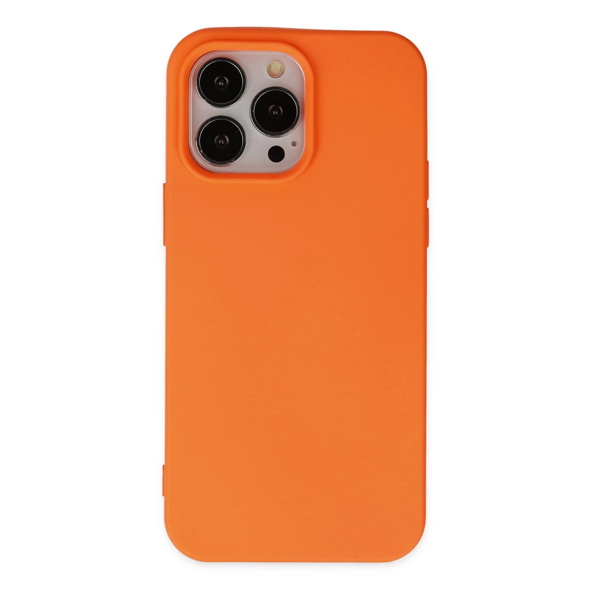 İphone 14 Pro Max Kılıf Nano İçi Kadife Silikon - Turuncu
