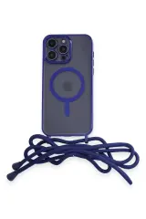 Newface Apple İphone 14 Pro Max Kılıf Divo Lazer Askılı Magsafe Kapak - Mavi