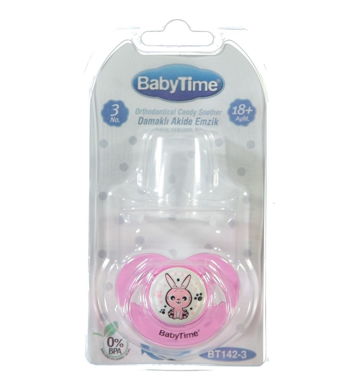 BabyTime BT142 Silikon Damaklı Desenli Emzik No 3 - Pembe