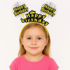 Doğum Günü Kutlaması İçin Sarı Taç – Işıltılı Yazılı Parti Tacı