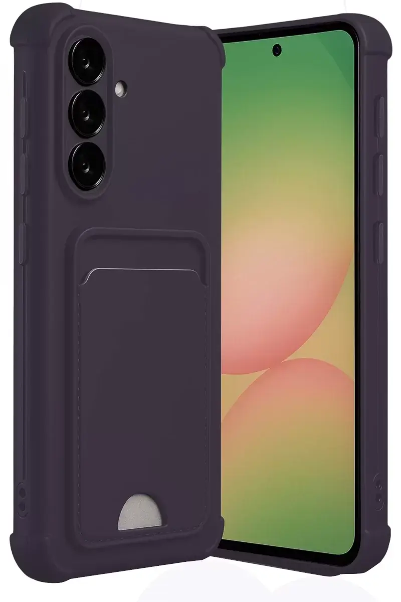 Newface Samsung Galaxy A55 5g Kılıf Kelvin Kartvizitli Silikon - Derin Mor