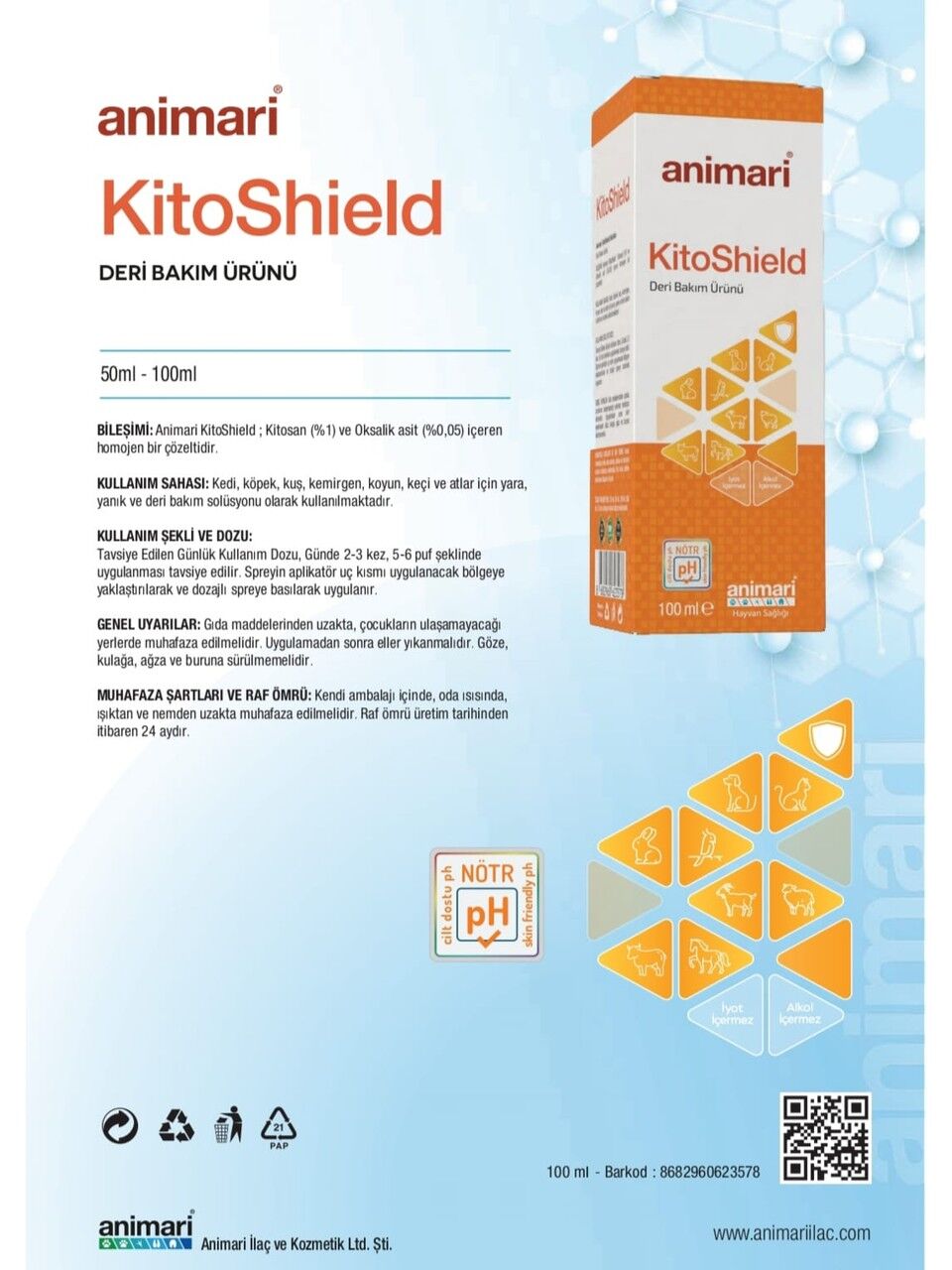 ANİMARİ KİTOSHİELD DERİ BAKIM KREMİ 100 ML