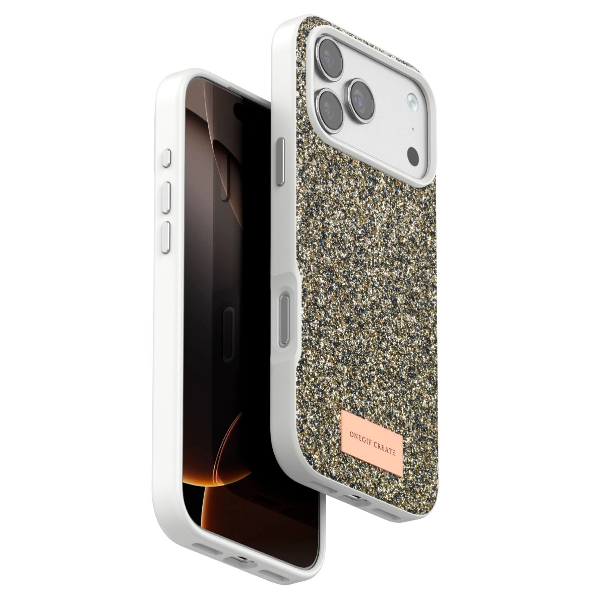 Onegif  İphone 17 Pro Max Bright Simli Kapak - Çöl Titanyum