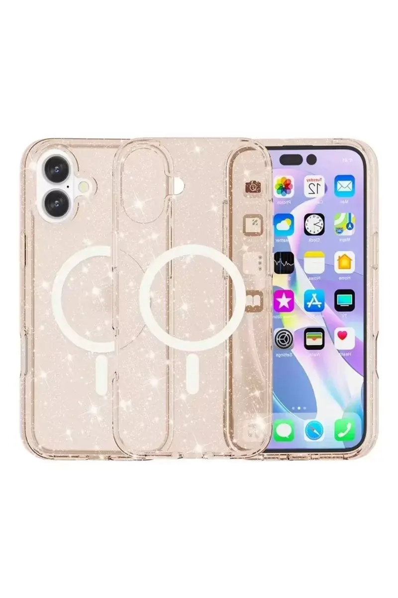 Newface İphone 16 Plus Kılıf Star Magsafe Kapak - Turuncu