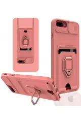 Newface İphone 7 Plus Kılıf Zuma Kartvizitli Yüzüklü Silikon - Pembe