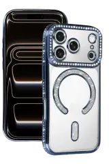 Newface Apple İphone 17 Pro Joke Simli Magneticsafe Kılıf - Mavi