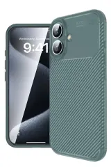 Newface İphone 16 Kılıf Auto Focus Karbon Kapak - Koyu Yeşil