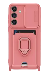 Newface Samsung Galaxy S25 Plus Kılıf Zuma Kartvizitli Yüzüklü Silikon - Pembe