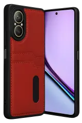 Newface Realme 12 Lite Kılıf Sara Kartvizitli Deri Kılıf - Kırmızı
