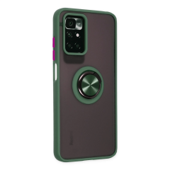 Xiaomi Redmi 10 2022 Kılıf Montreal Yüzüklü Silikon Kapak - Yeşil