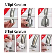 Sunup Sn-27114 2 Kademeli Tasarruflu Musluk Başlığı 360 Derece