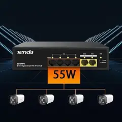 Tenda S106pc 6-portlu 10/100 Mbps Lite Poe Uplink Switch (4 Port Poe Destekli 55w Toplam Güç)