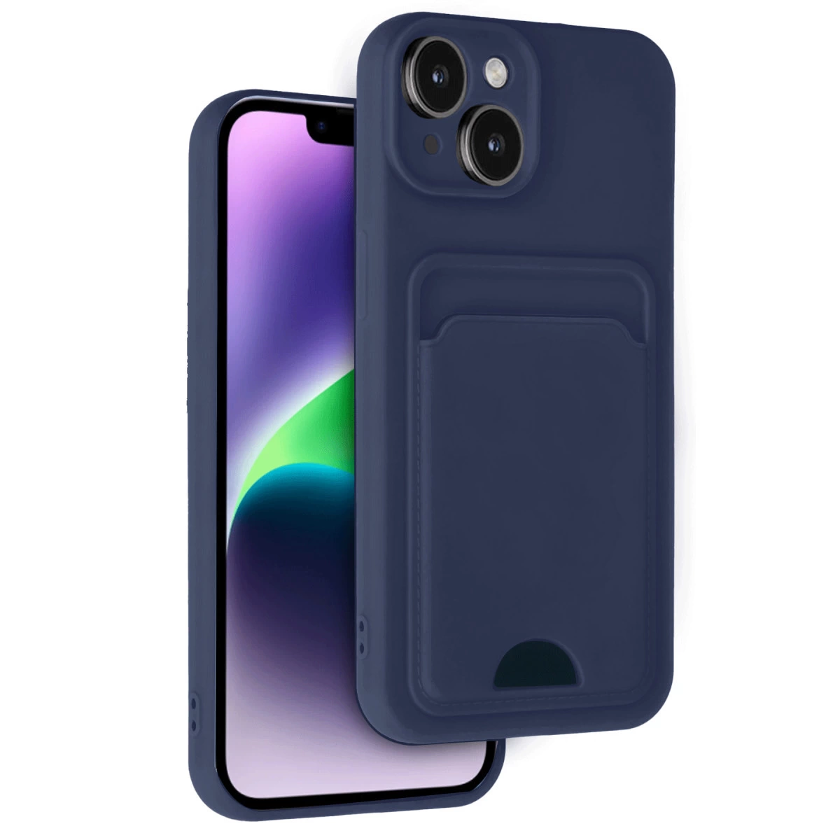 İphone 14 Kılıf Kelvin Kartvizitli Silikon - Lacivert