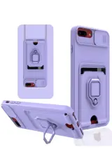 Newface İphone 7 Plus Kılıf Zuma Kartvizitli Yüzüklü Silikon - Lila
