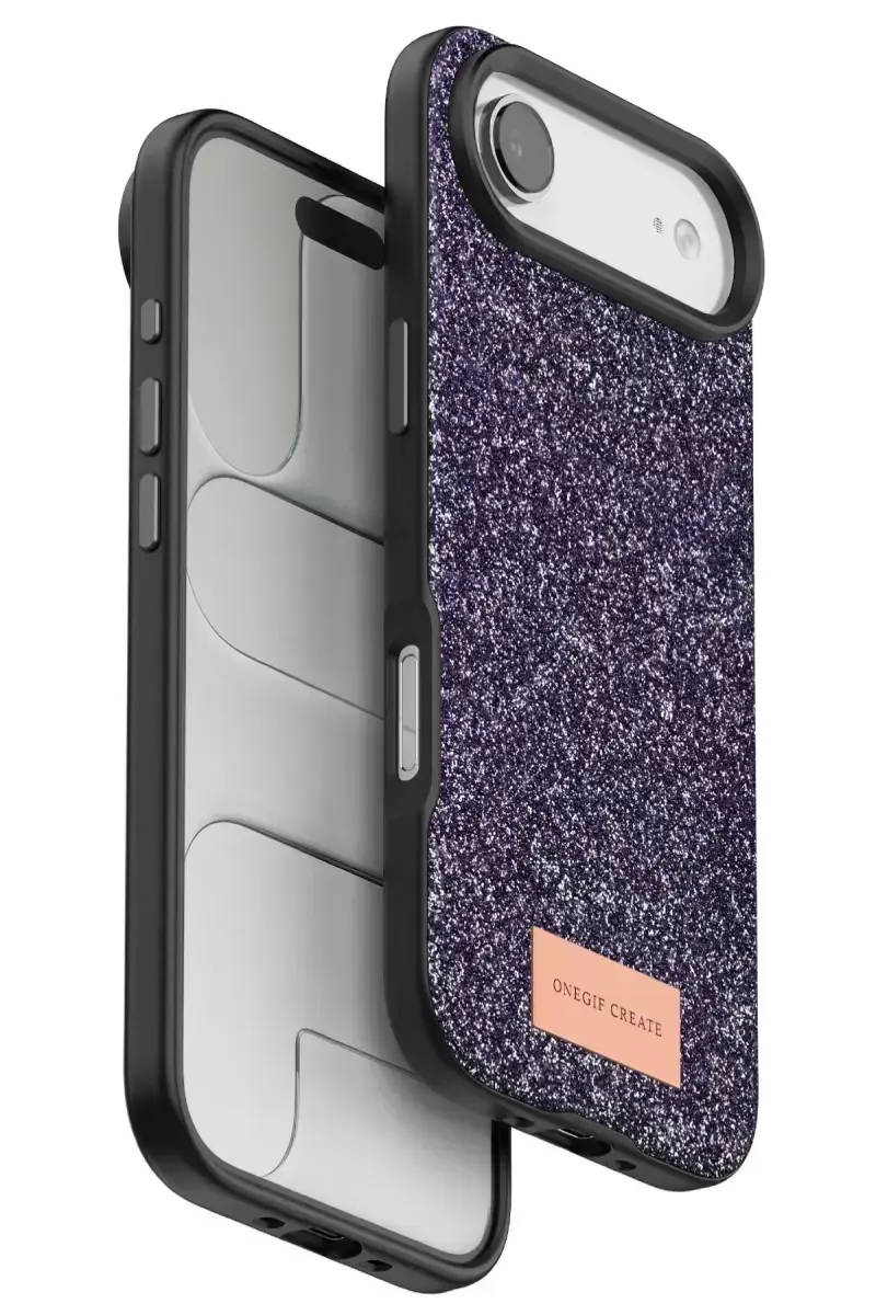 Onegif Apple İphone 17 Air Bright Simli Kapak - Derin Mor