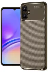 Newface Samsung Galaxy A06 Kılıf Auto Focus Karbon Kapak - Kahverengi