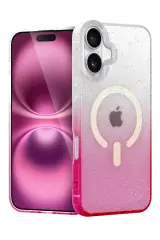 Newface Apple İphone 16 Pummel Shiny Magsafe Kapak - Pembe