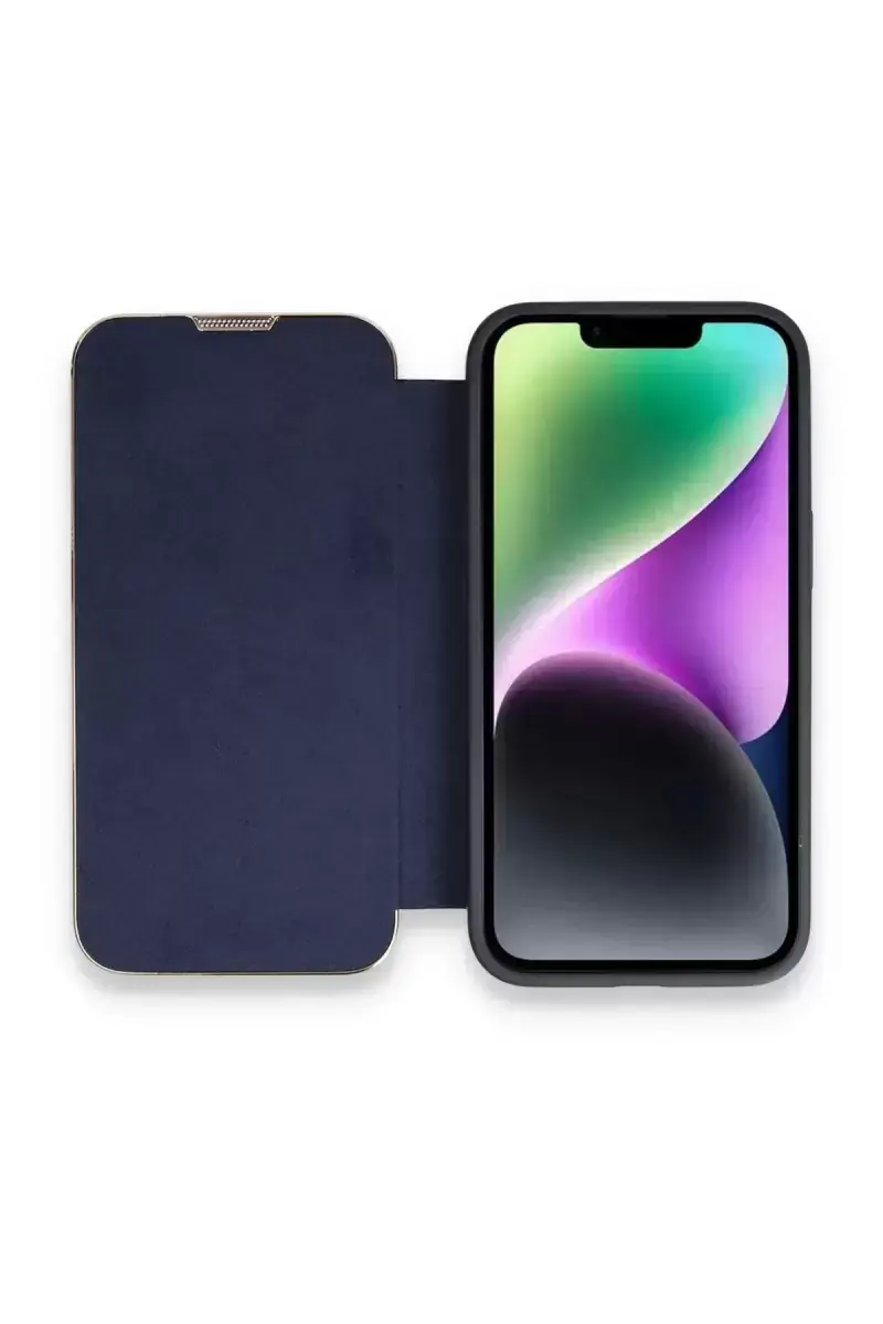 Newface İphone 14 Pro Max Kılıf Dolpin Kapaklı - Lacivert