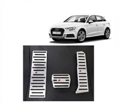 Audi A3 Q3 Uyumlu Otomatik Vites Pedal Seti Gaz Fren Ayak Dayama Takımı 3 Parça Krom