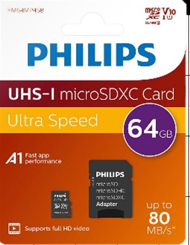 Philips Fm64mp45b/00 64gb Class10 Uhs-ı U1 Tf Adaptörlü Micro Sdxc Hafıza Kartı