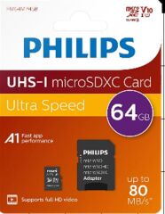 Philips Fm64mp45b/00 64gb Class10 Uhs-ı U1 Tf Adaptörlü Micro Sdxc Hafıza Kartı