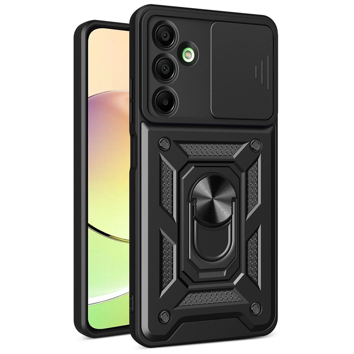 Samsung Galaxy A36 Kılıf Pars Lens Yüzüklü Silikon - Siyah