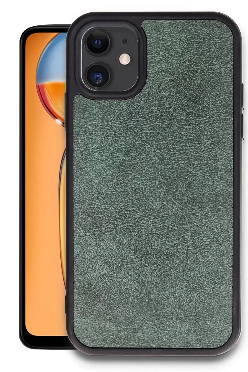 Newface İphone 11 Kılıf Aras Deri Kapak - Koyu Yeşil