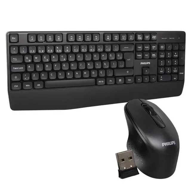 Philips Spt6348b Usb Kablosuz Ofis Tipi Siyah Numpadli Türkçe Q Klavye Mouse Seti