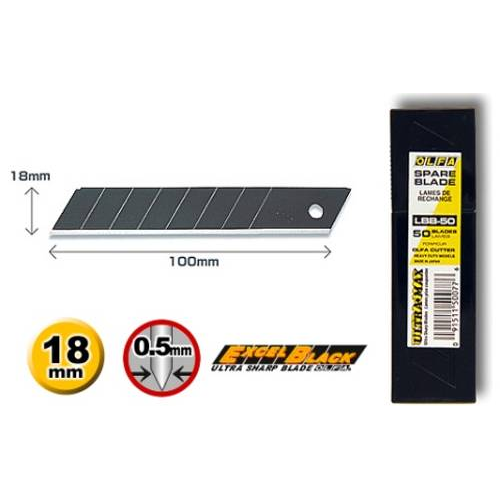 LBB-50 Ekstra Keskin Black Serisi Geniş Maket Bıçağı Yedeği 50'li Tüp
