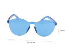 Sert Mika Oval Şekilli Çerçevesiz Mavi Gözlük Retro Parti 5x14 Cm