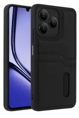 Newface Realme Note 50 4g Kılıf Sara Kartvizitli Deri Kılıf - Siyah