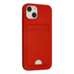 İphone 14 Plus Kılıf Kelvin Kartvizitli Silikon - Kırmızı