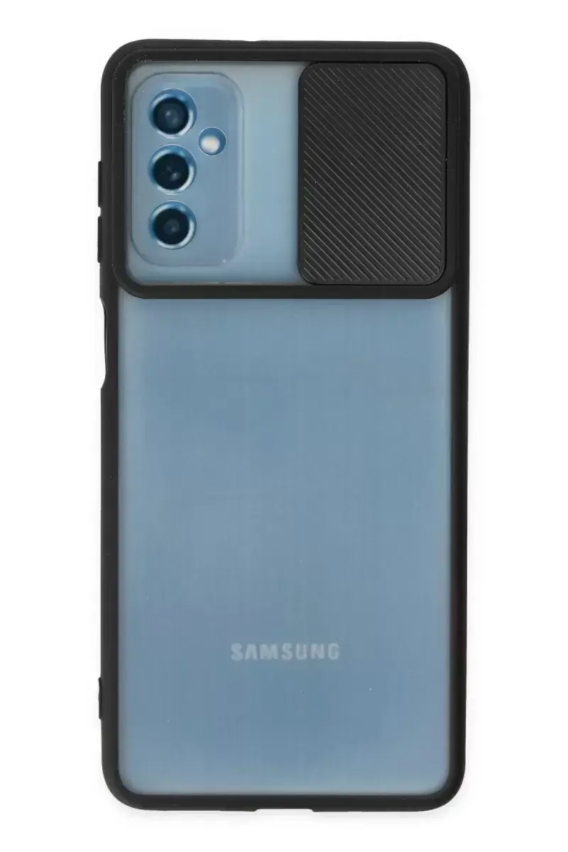 Newface Samsung Galaxy M52 5g Kılıf Palm Buzlu Kamera Sürgülü Silikon - Siyah