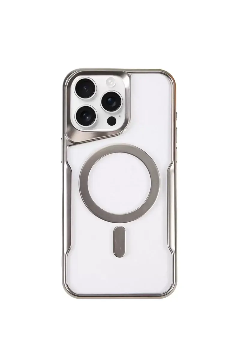 Newface Apple İphone 15 Pro Kılıf Boyi Magsafe Silikon Kapak - Gümüş