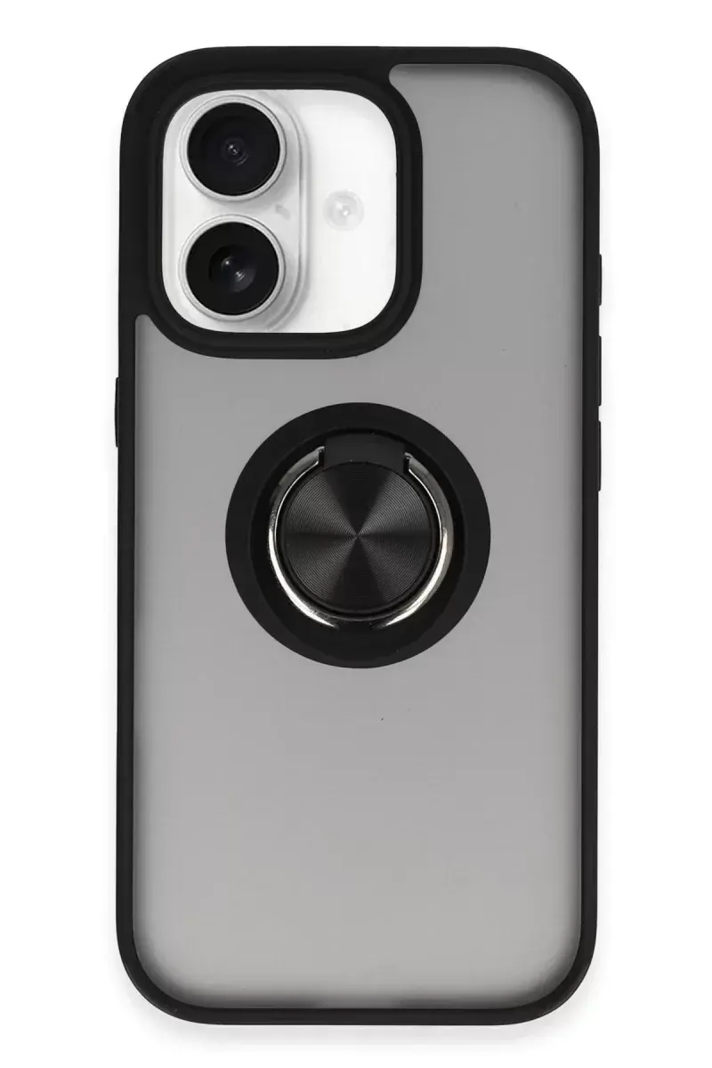 Newface İphone 16 Kılıf Montreal Yüzüklü Silikon Kapak - Siyah