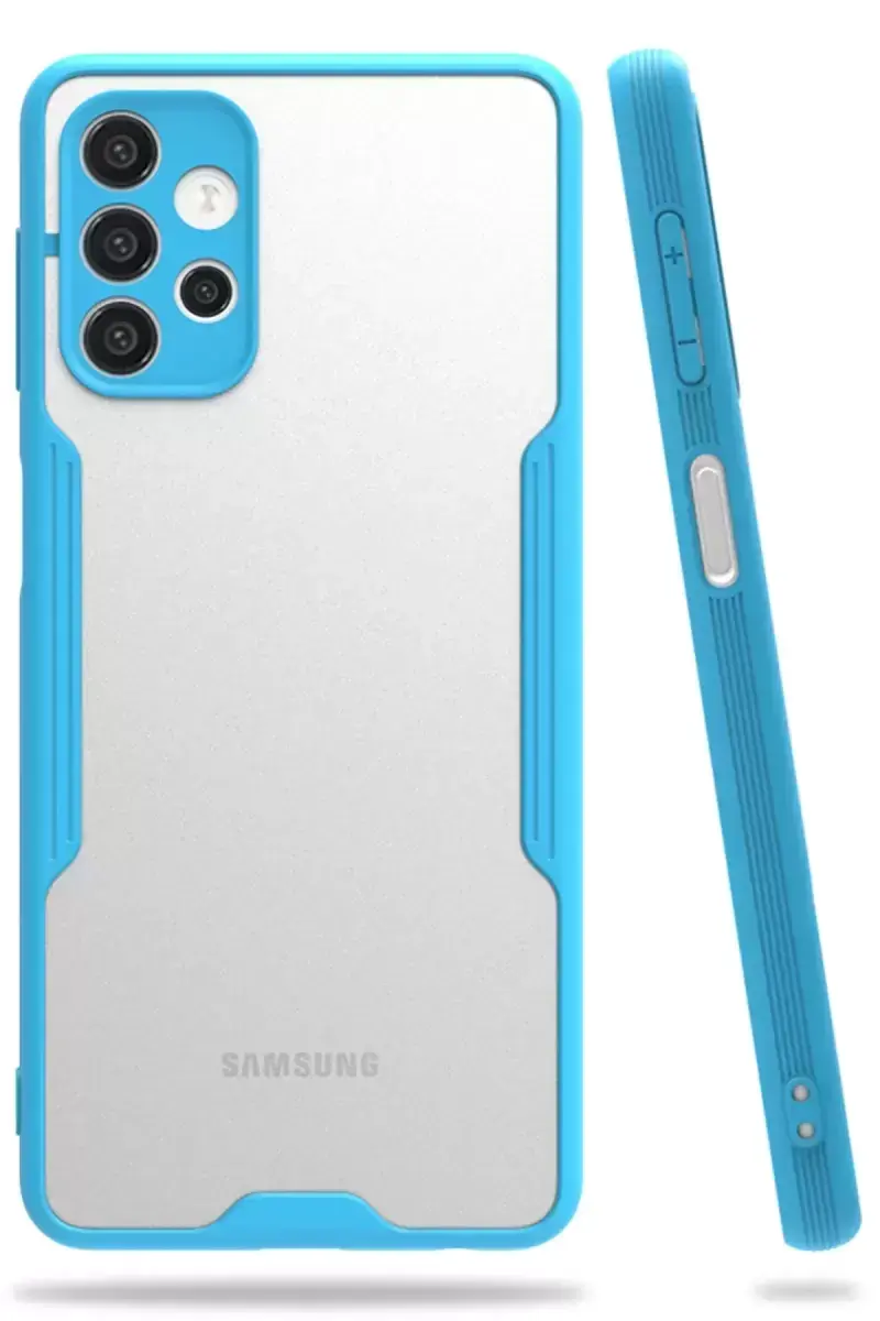 Newface Samsung Galaxy A52 Kılıf Platin Silikon - Mavi