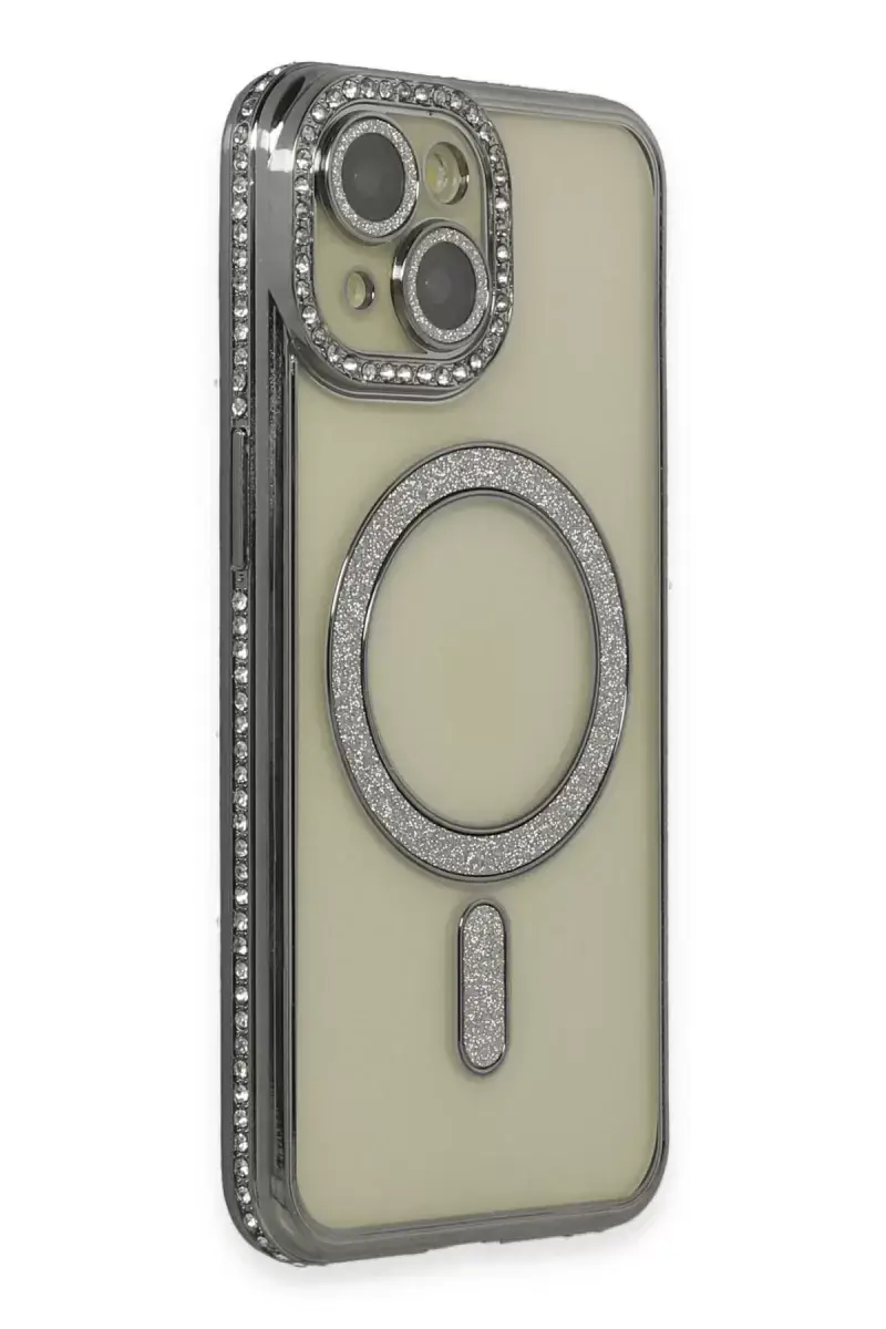 Newface Apple İphone 14 Kılıf Joke Simli Magneticsafe Kılıf - Gri
