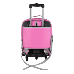 Markapet Deri İşlemeli Tekerlekli Kedi Köpek Taşıma Çantası 25x35x40 cm Koyu Pembe