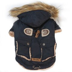 Antler Buttoned Coat Küçük Irklar İçin Kapşonlu Köpek Montu Large