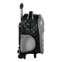 Markapet Deri İşlemeli Tekerlekli Kedi Köpek Taşıma Çantası 25x35x40 cm Siyah