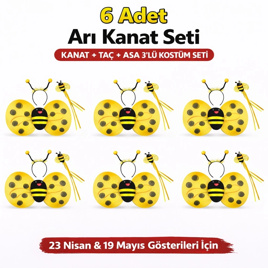 639lı Arı Kostüm Seti – Kanat Taç Asa